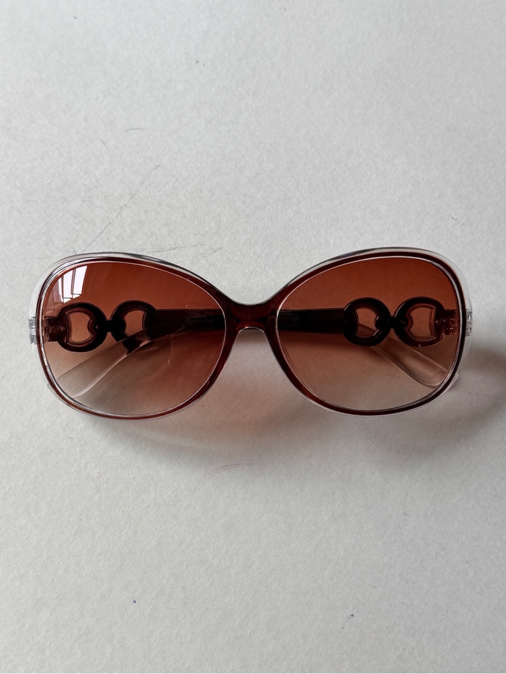 Women’s Brown Oversized Fashion Sunglasses with Decorative Temples
